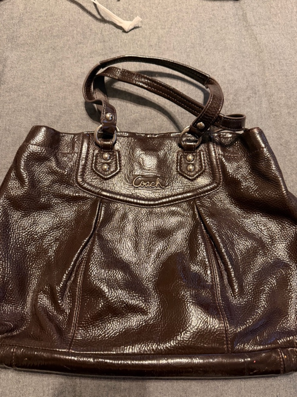 Coach Dark Brown Pebbled Leather Shoulder Bag